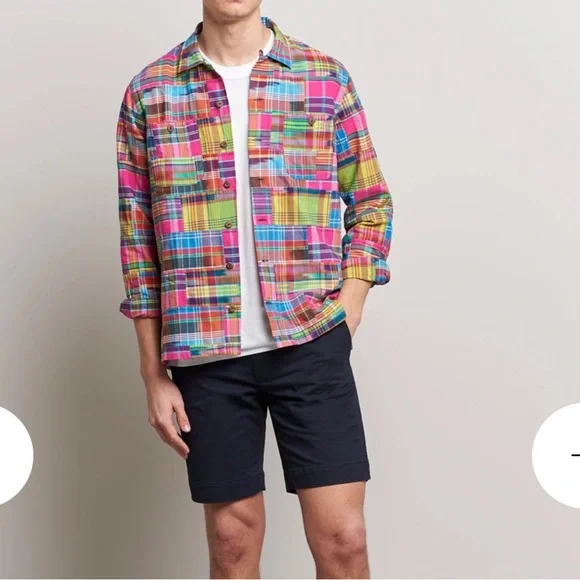 Polo Ralph Lauren Classic Fit Patchwork Madras Camp Shirt 100% Cotton Medium - Picture 14 of 14